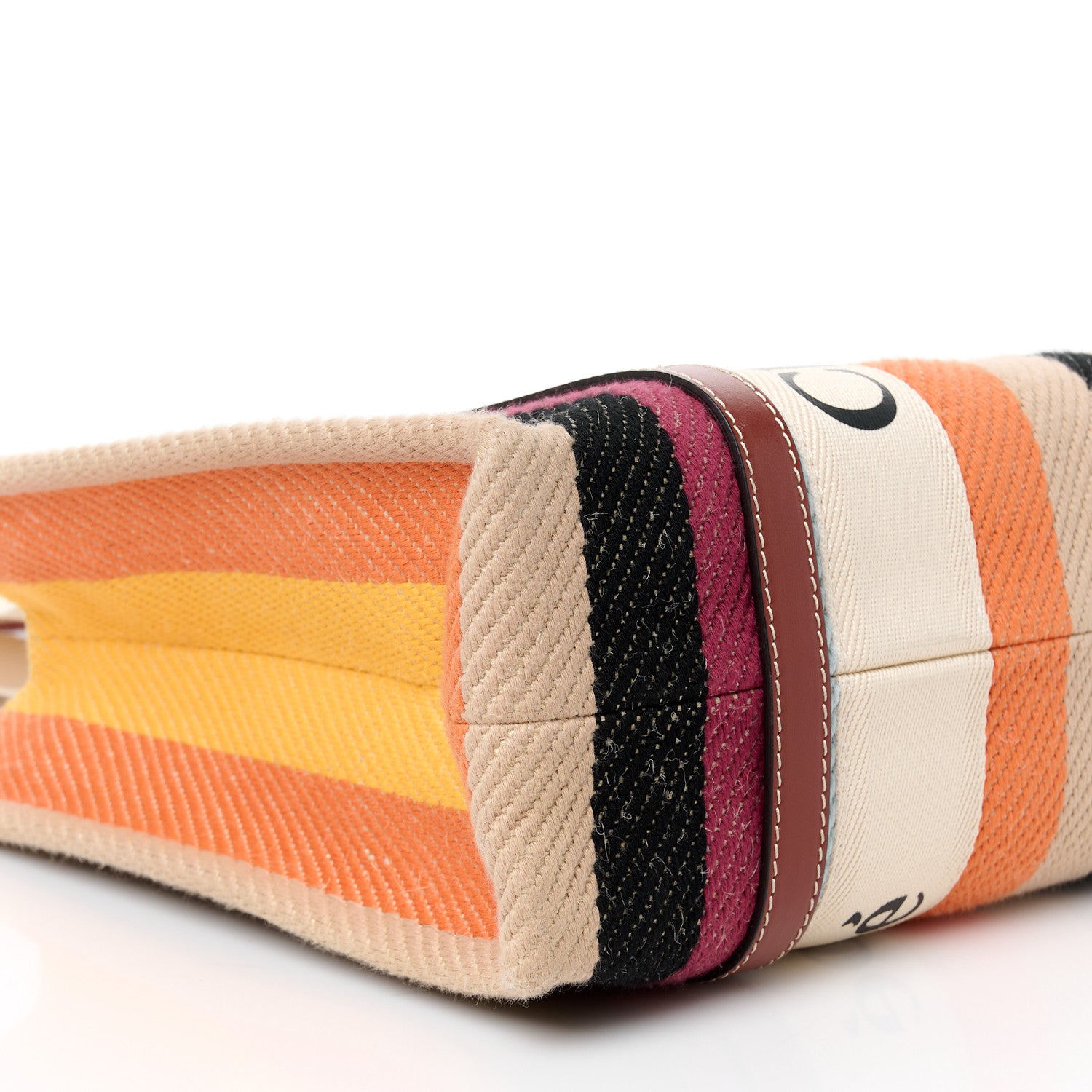 Chloe Cotton Calfskin Medium Woody Striped Tote Multicolor 10 of 11