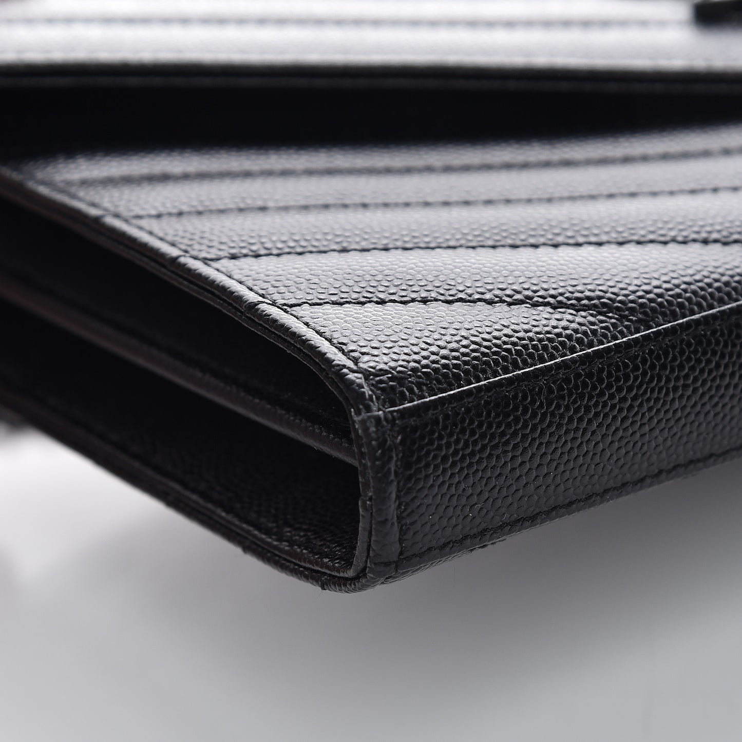 Grain De Poudre Matelasse Chevron Monogram Chain Wallet Black