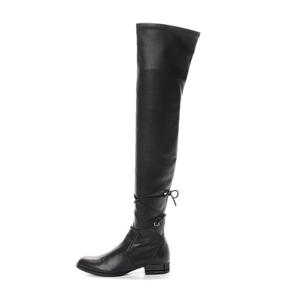 Christian Dior Nappa Studded Stellar Over The Knee Boots 36 Black 1 of 6