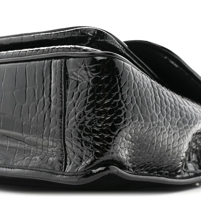 Saint Laurent Patent Crocodile Embossed Lambskin Monogram Medium Niki Chain Satchel Black 10 of 10