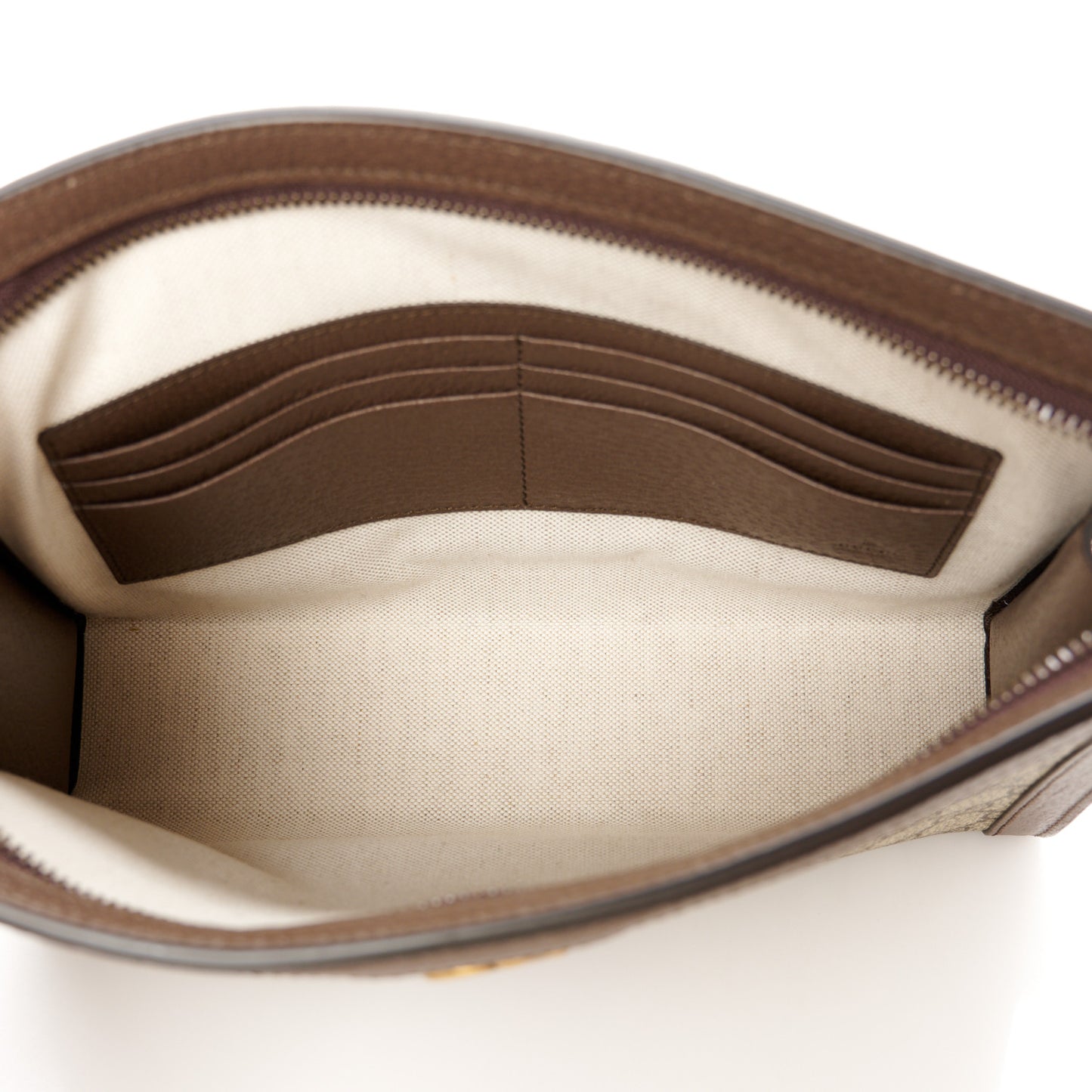 GG Supreme Monogram Textured Dollar Calfskin Web Small Ophidia Wristlet Pouch Beige Ebony New Acero