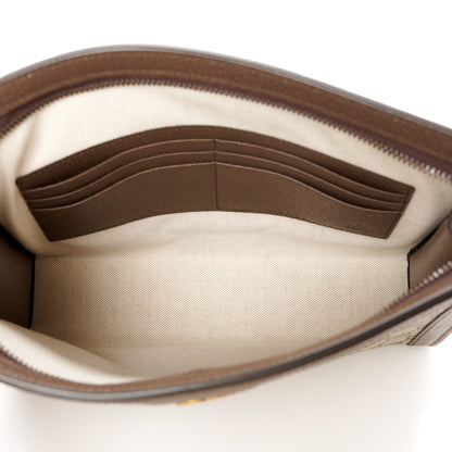 Gucci GG Supreme Monogram Textured Dollar Calfskin Web Small Ophidia Wristlet Pouch Beige Ebony New Acero 5 of 11