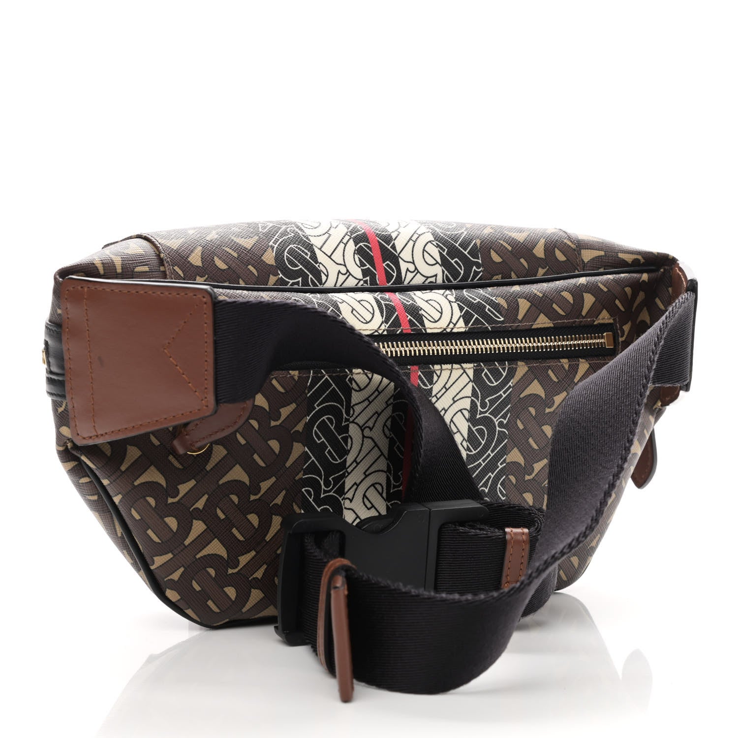 Burberry E-Canvas Monogram Stripe Medium Sonny Bum Bag Bridle Brown 3 of 9