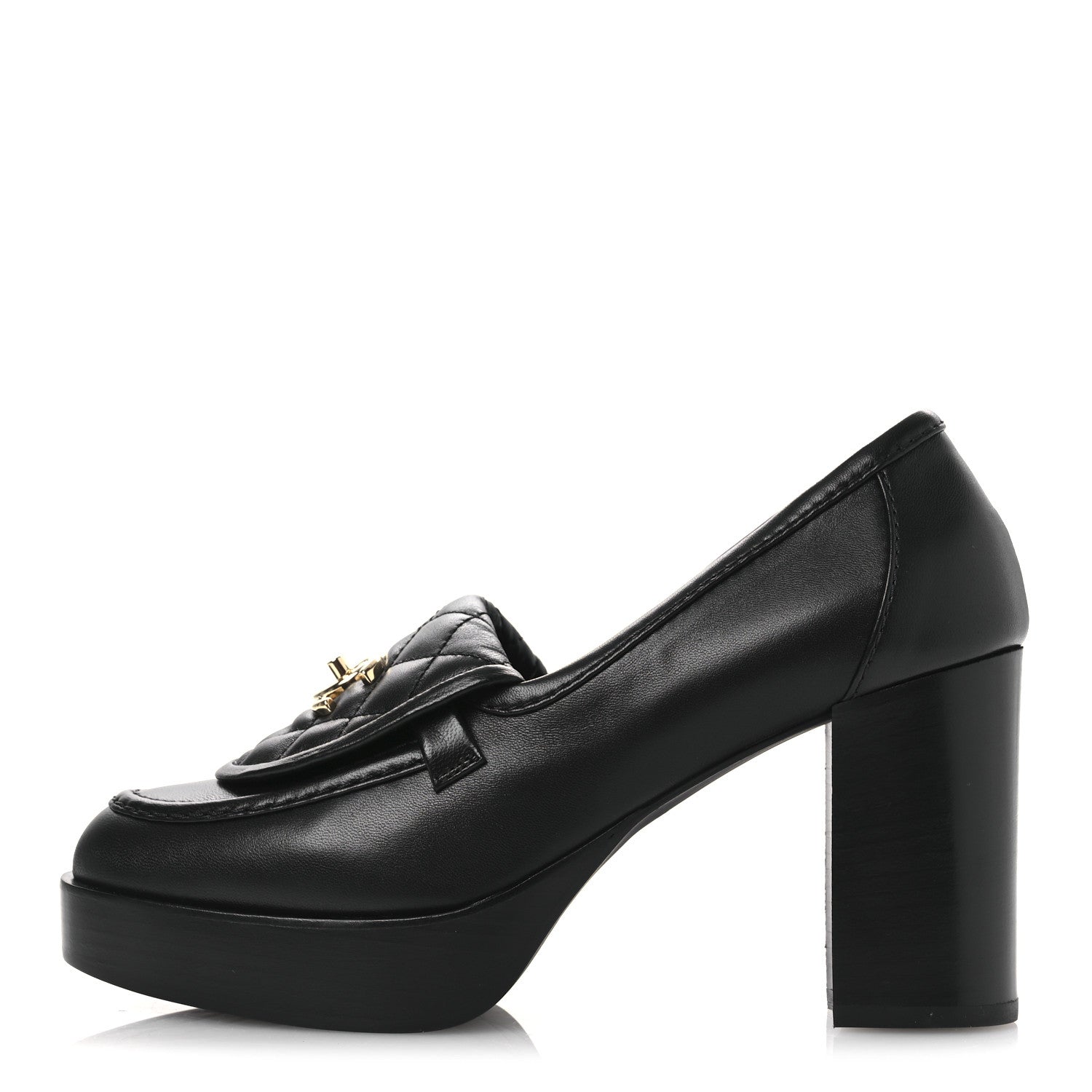 Chanel Lambskin Quilted CC Turnlock Platform Moccasins 37 Black