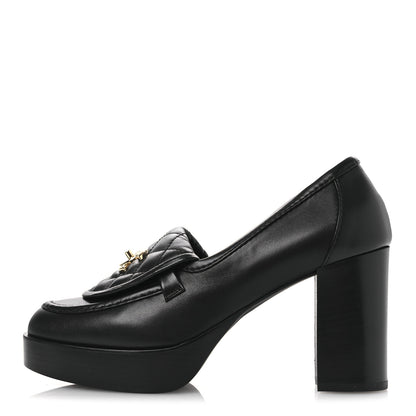 Chanel Lambskin Quilted CC Turnlock Platform Moccasins 37 Black 1 of 10