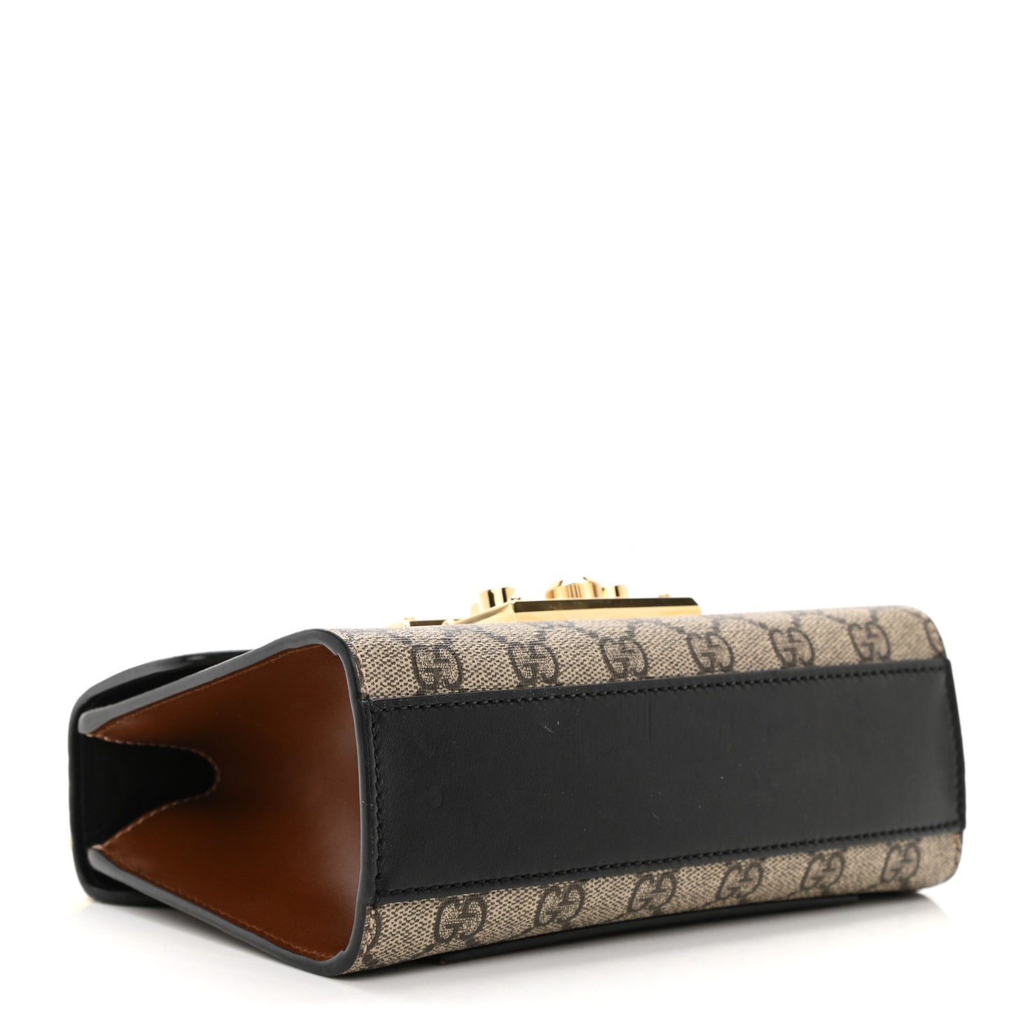 GG Supreme Monogram Calfskin Small Padlock Shoulder Bag Beige Black Cuir