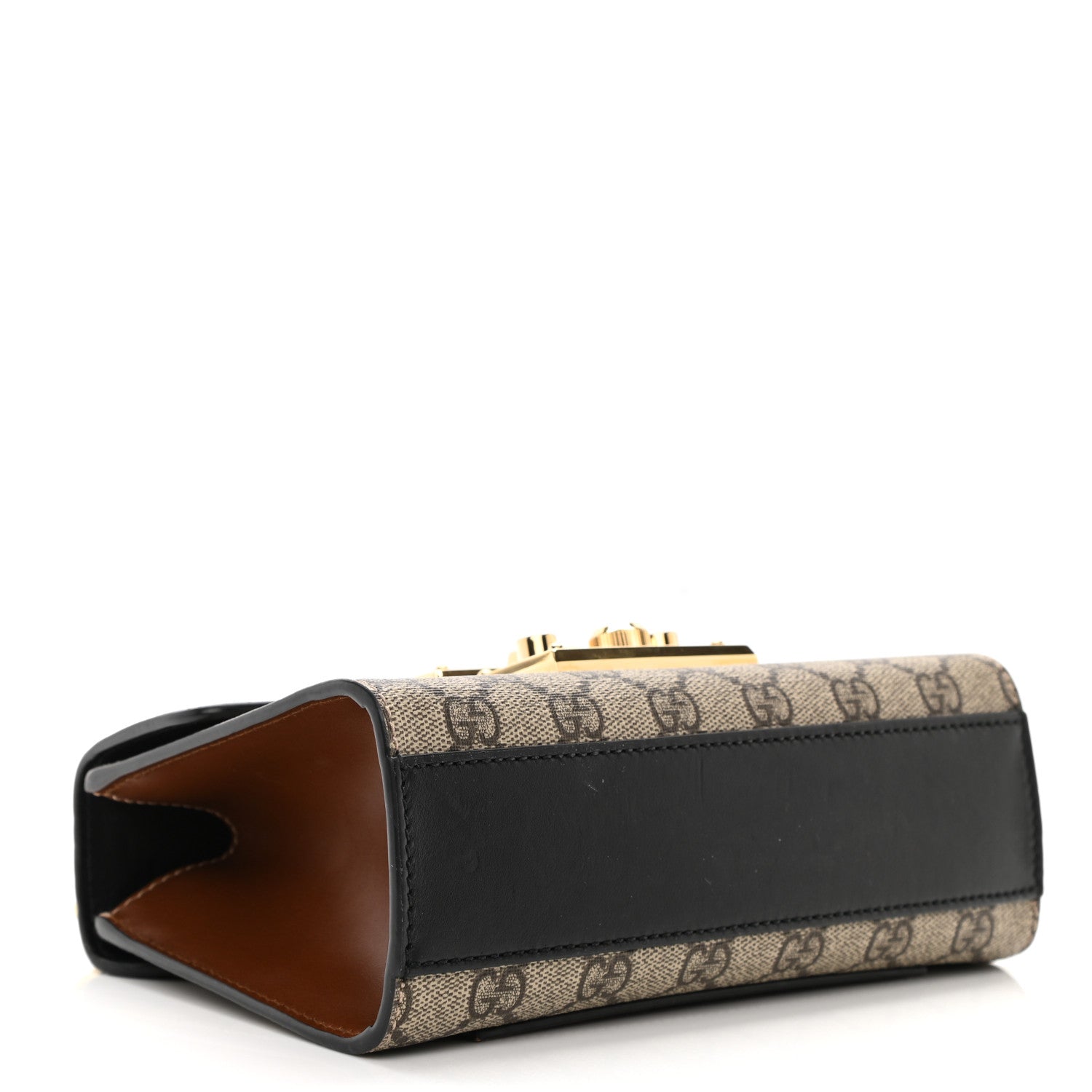 Gucci GG Supreme Monogram Calfskin Small Padlock Shoulder Bag Beige Black Cuir 4 of 15