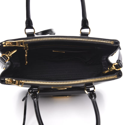 Prada Saffiano Vernice Galleria Front Pocket Tote Black 5 of 9