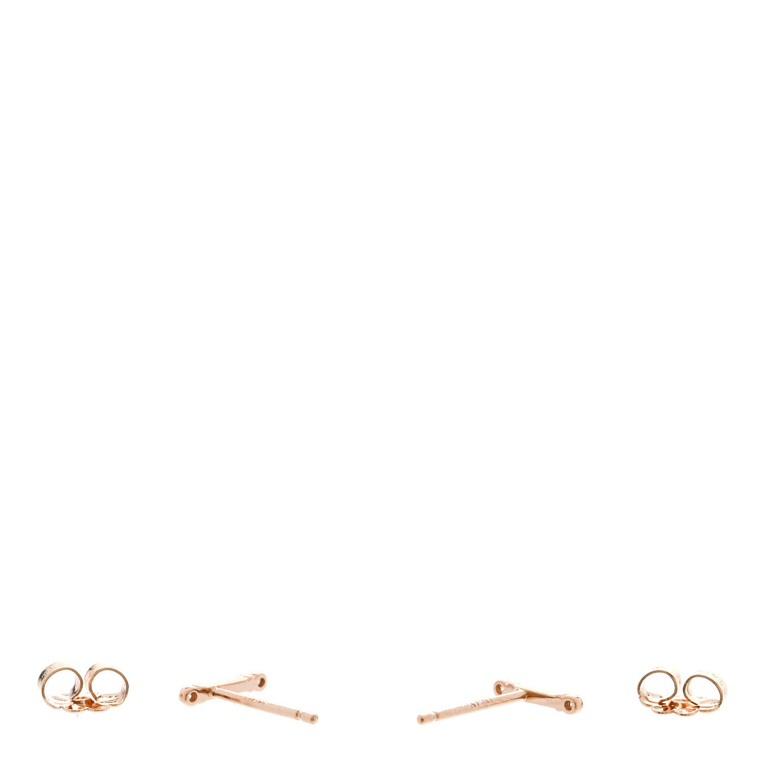 Tiffany 18K Rose Gold Diamond Fleur de Lis Key Bar Earrings 3 of 6