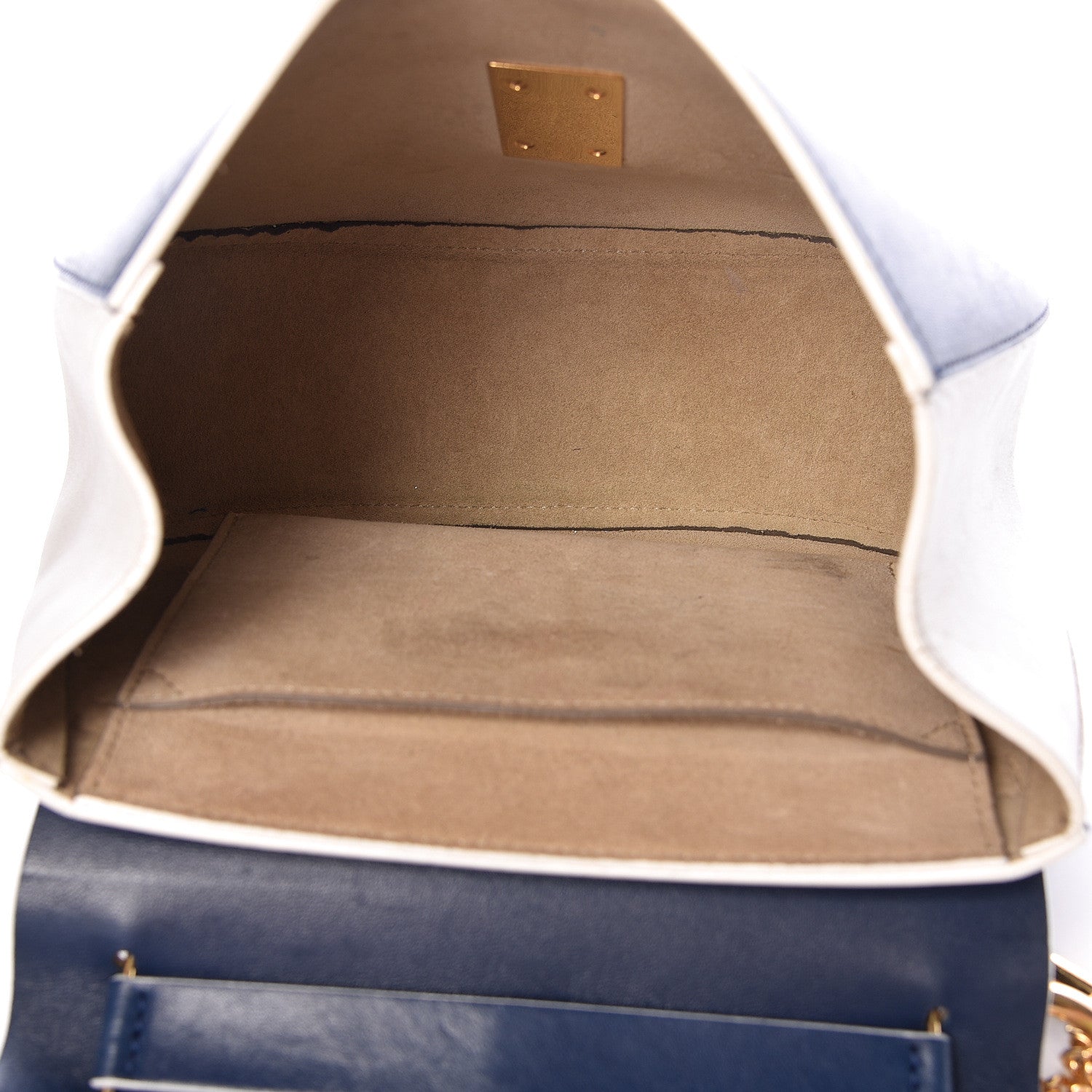 Chloe Smooth Calfskin Bi-Color Drew Shoulder Bag Royal Navy Marshamallow 5 of 13