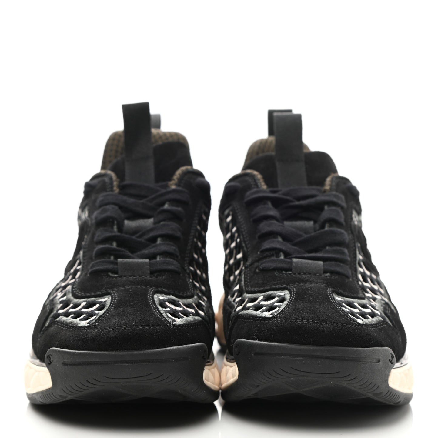 Suede Calfskin Embroidered CC Sneakers 39 Black