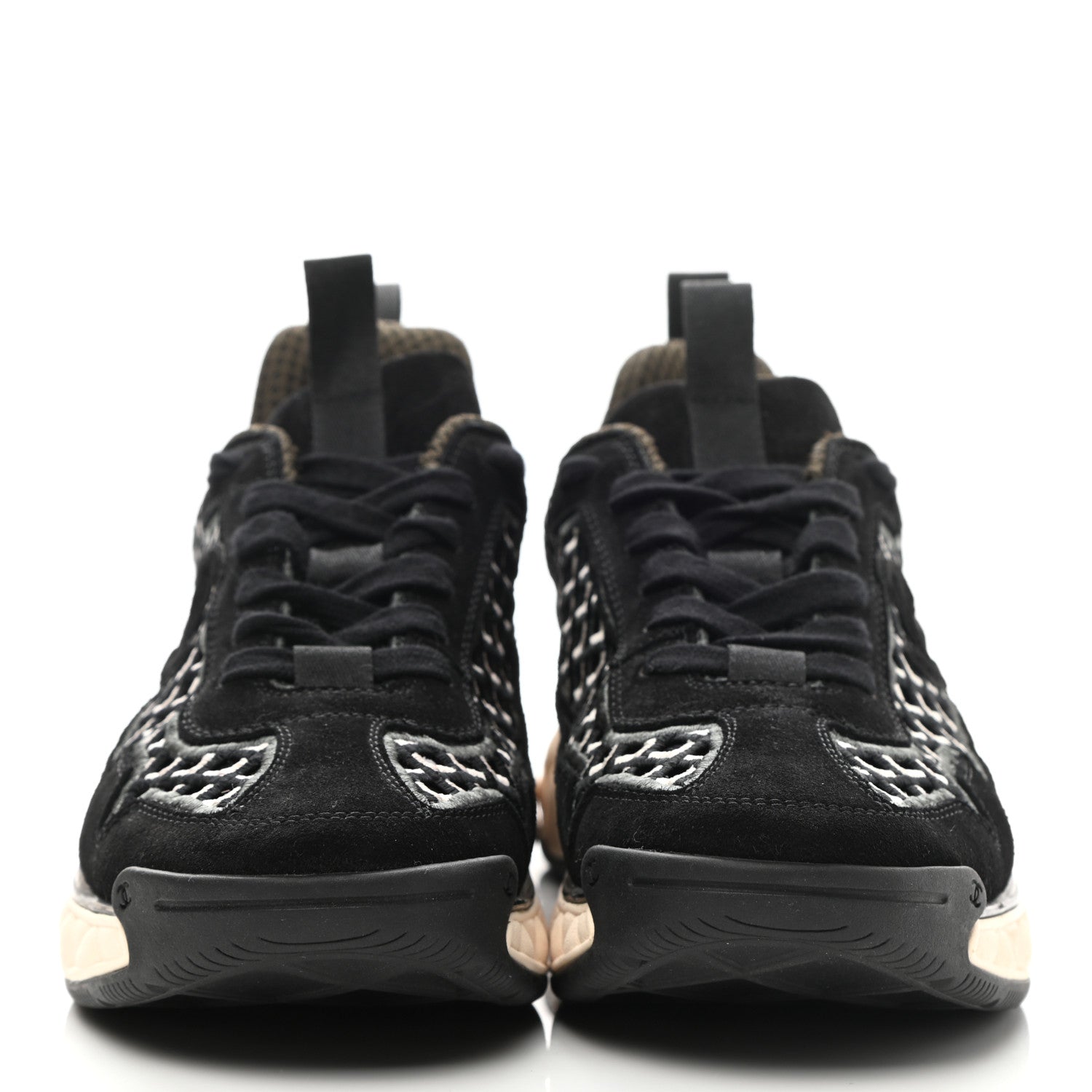 Chanel Suede Calfskin Embroidered CC Sneakers 39 Black 2 of 9