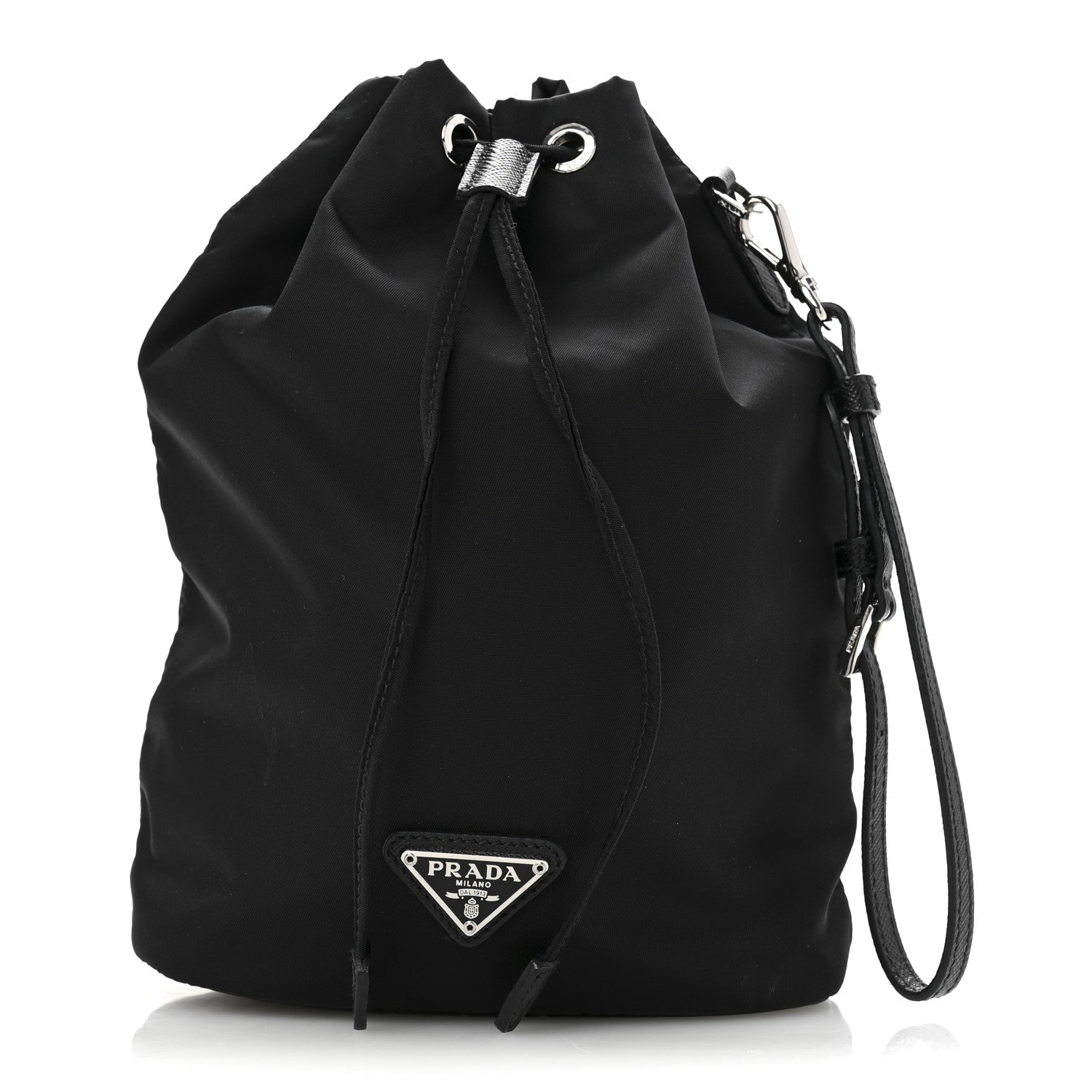 Prada Re-Nylon Saffiano Bucket Wristlet Black 1 of 11