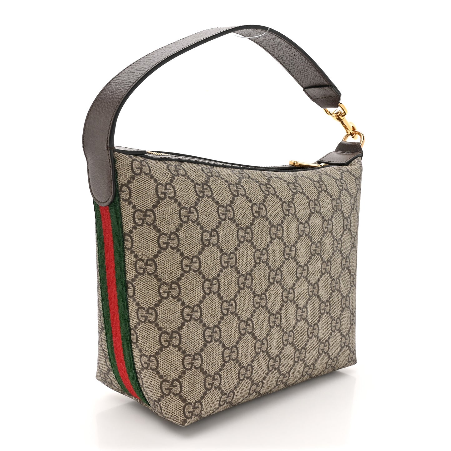 GG Supreme Monogram Textured Calfskin Web Super Mini Ophidia Shoulder Bag Beige Ebony New Acero