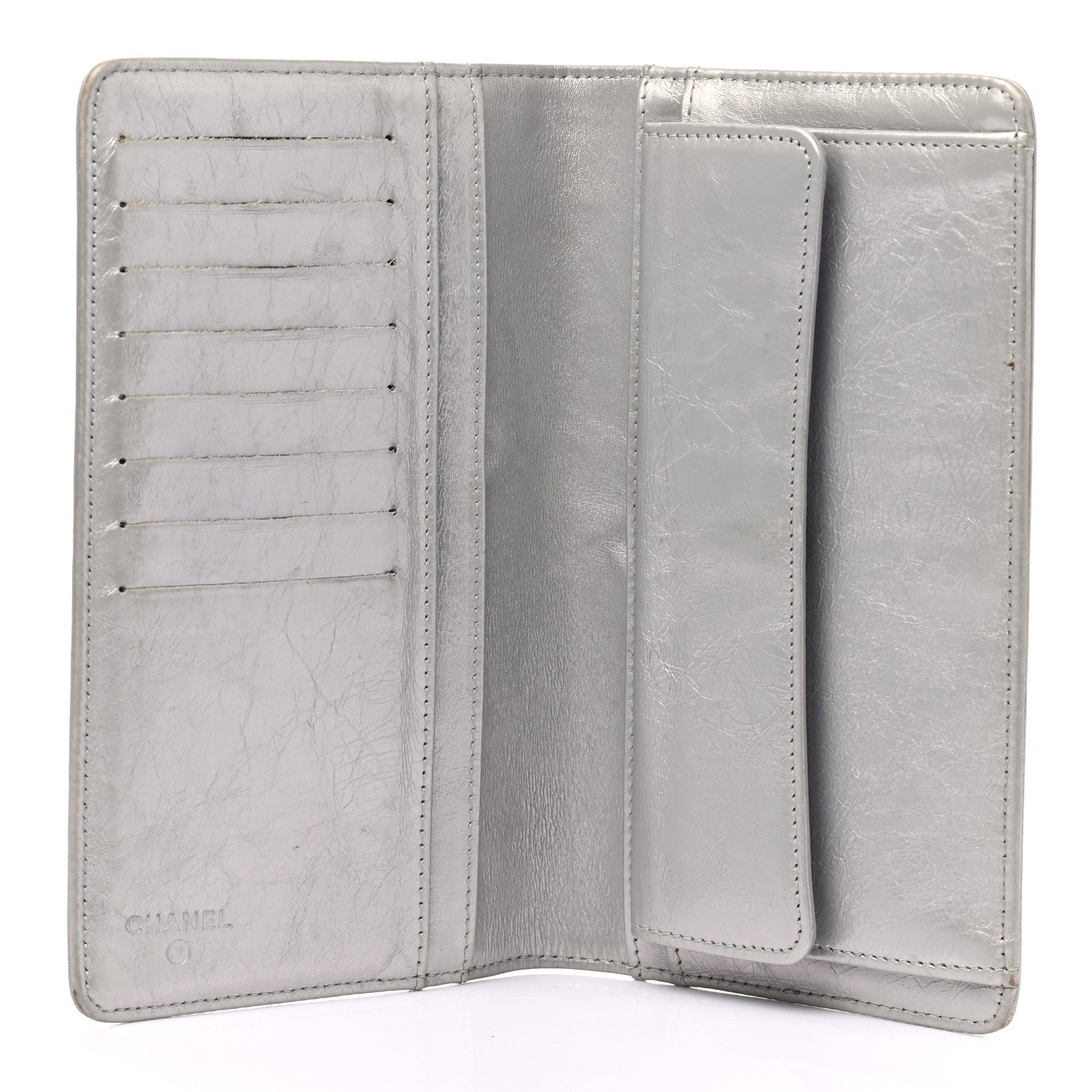 Chanel Metallic Aged Calfskin CC Bow Wallet Silver 4 of 7