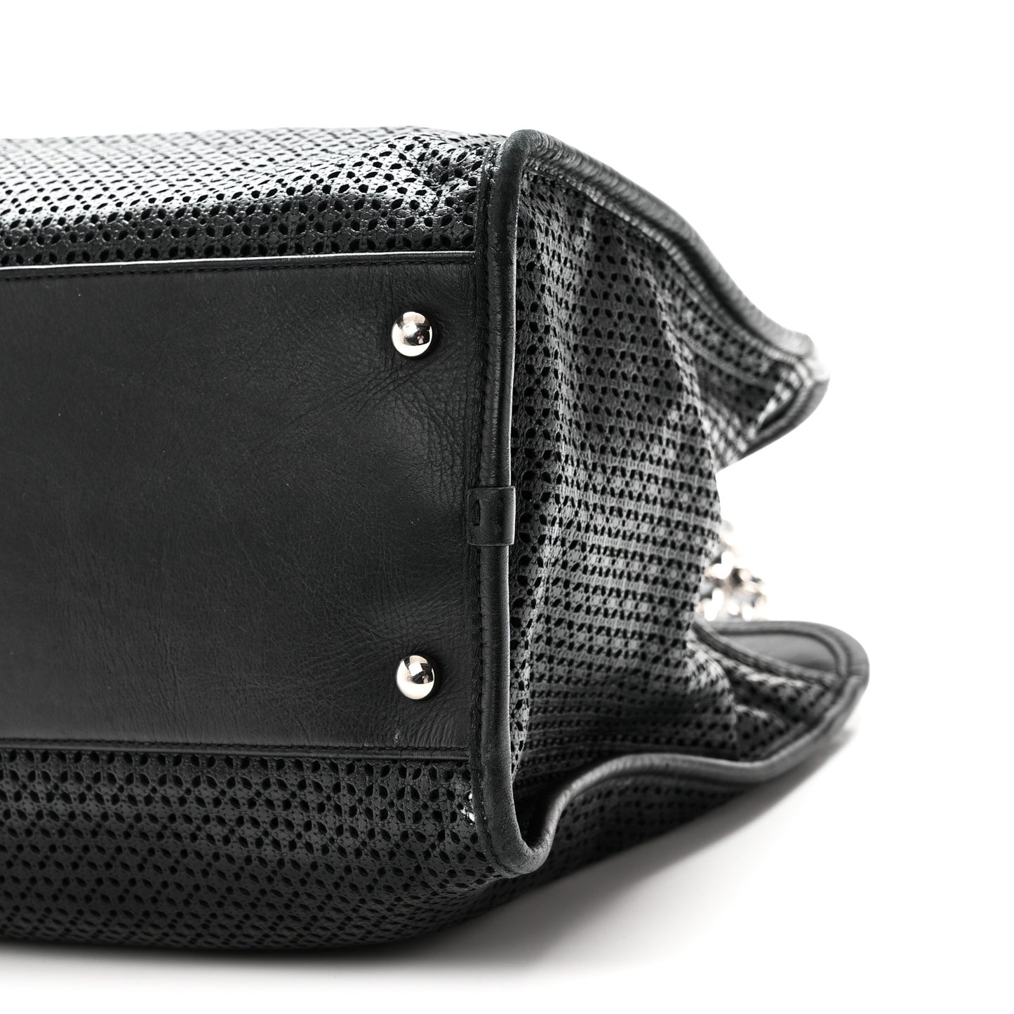 Calfskin Perforated Up In The Air Tote Black