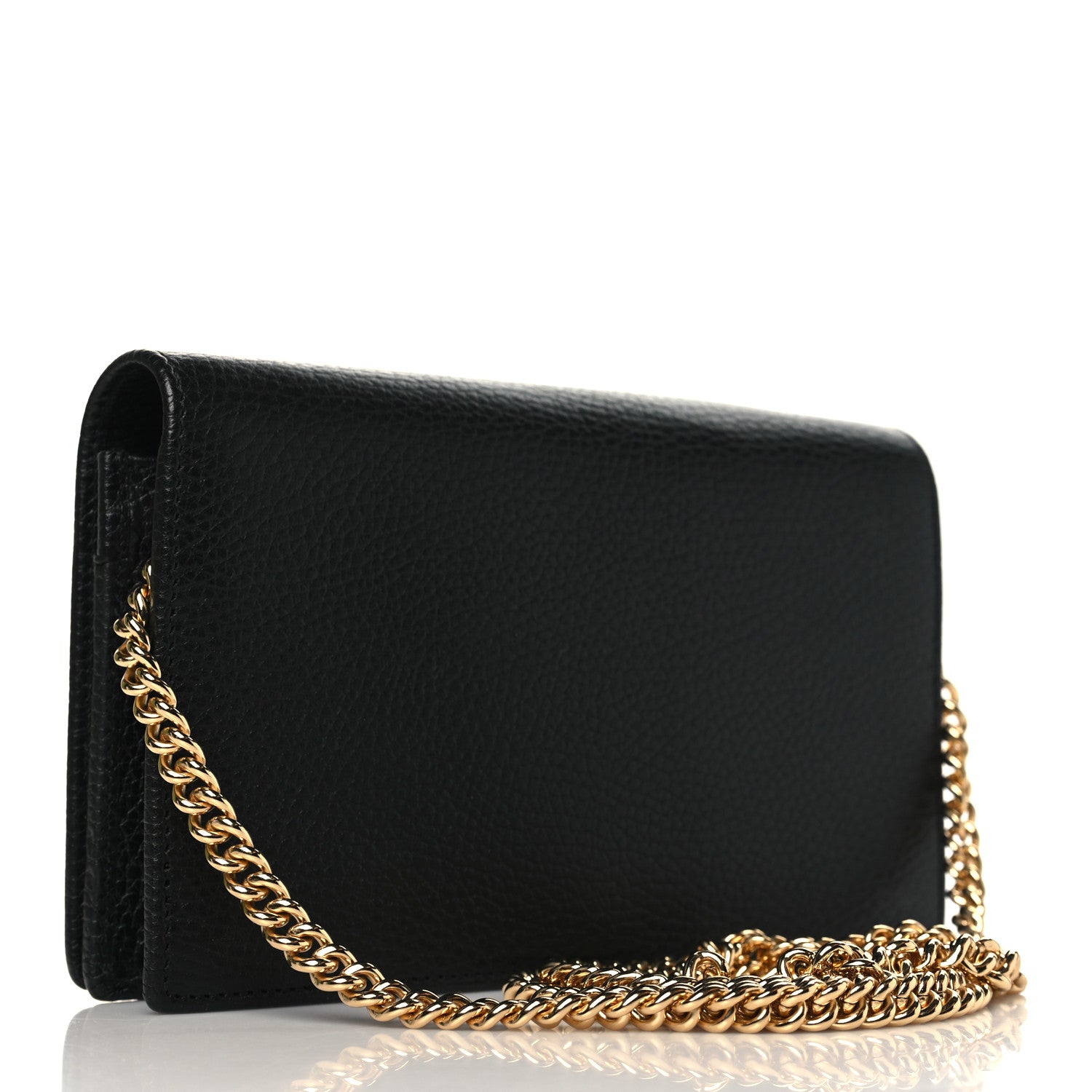 Gucci Calfskin Mini GG Marmont Chain Wallet Black 3 of 9