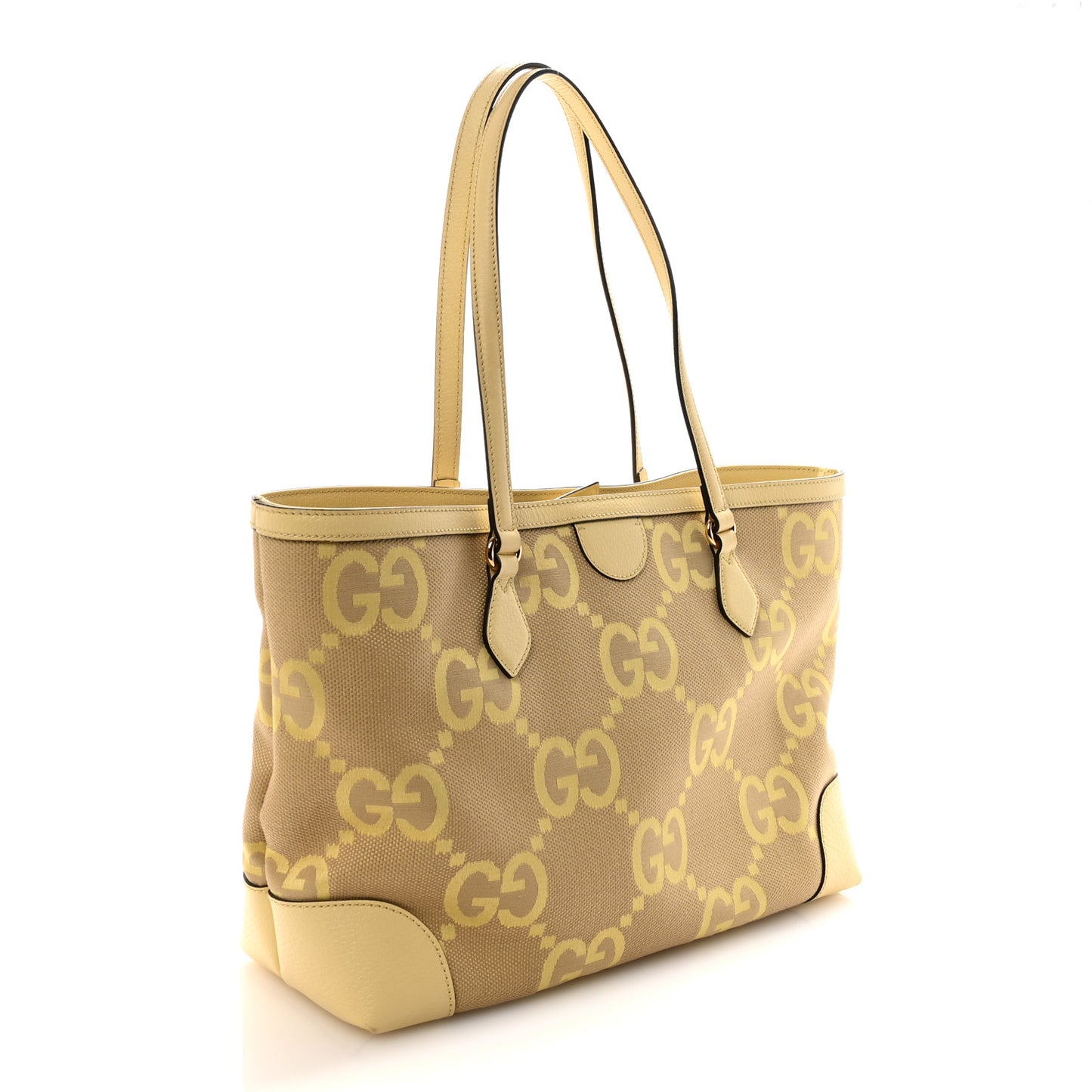 Monogram Jumbo GG Textured Dollar Calfskin Medium Ophidia Shopping Tote Beige Banana