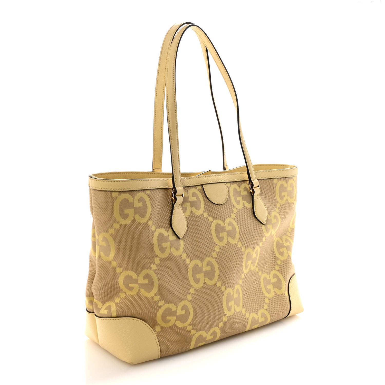 Gucci Monogram Jumbo GG Textured Dollar Calfskin Medium Ophidia Shopping Tote Beige Banana 3 of 10