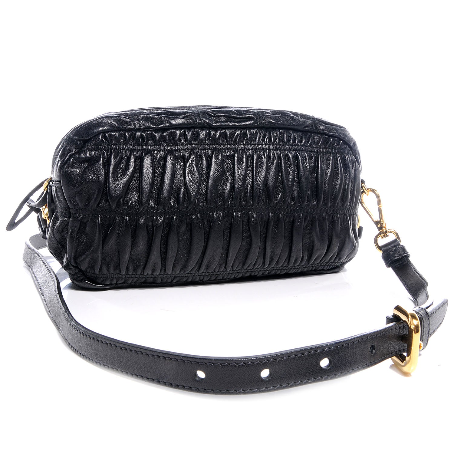 Prada Nappa Gaufre Leather Pochette Crossbody Bag Nero Black 3 of 8