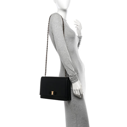 Salvatore Ferragamo Printed Calfskin Ginny Shoulder Bag Black 2 of 11