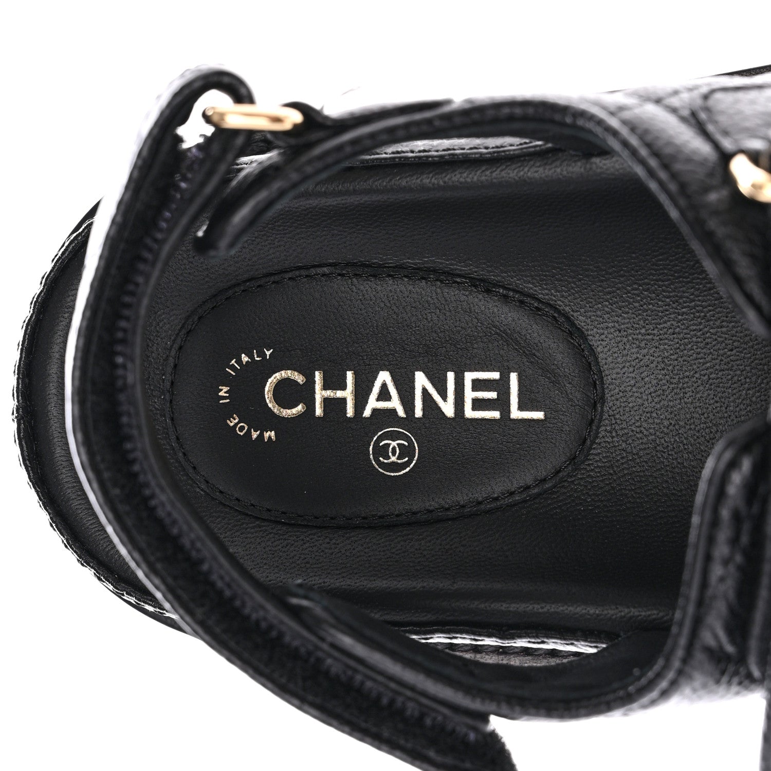 Chanel Grained Calfskin Velcro Dad Sandals 36 Black 7 of 10