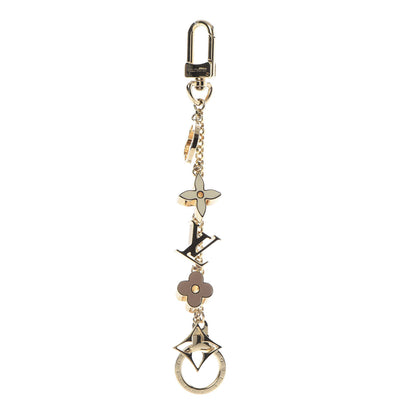 Louis Vuitton Brass Enamel Fleur De Monogram Bag Charm Chain Gold 1 of 4