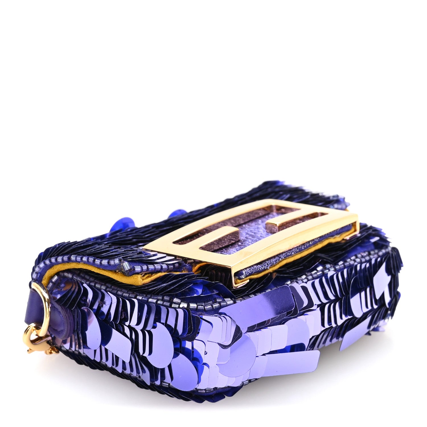 Fendi Sequin Paillettes Shiny Nappa Sex and the City Nano Maxi Buckle Baguette Charm Viola Purple 3 of 10