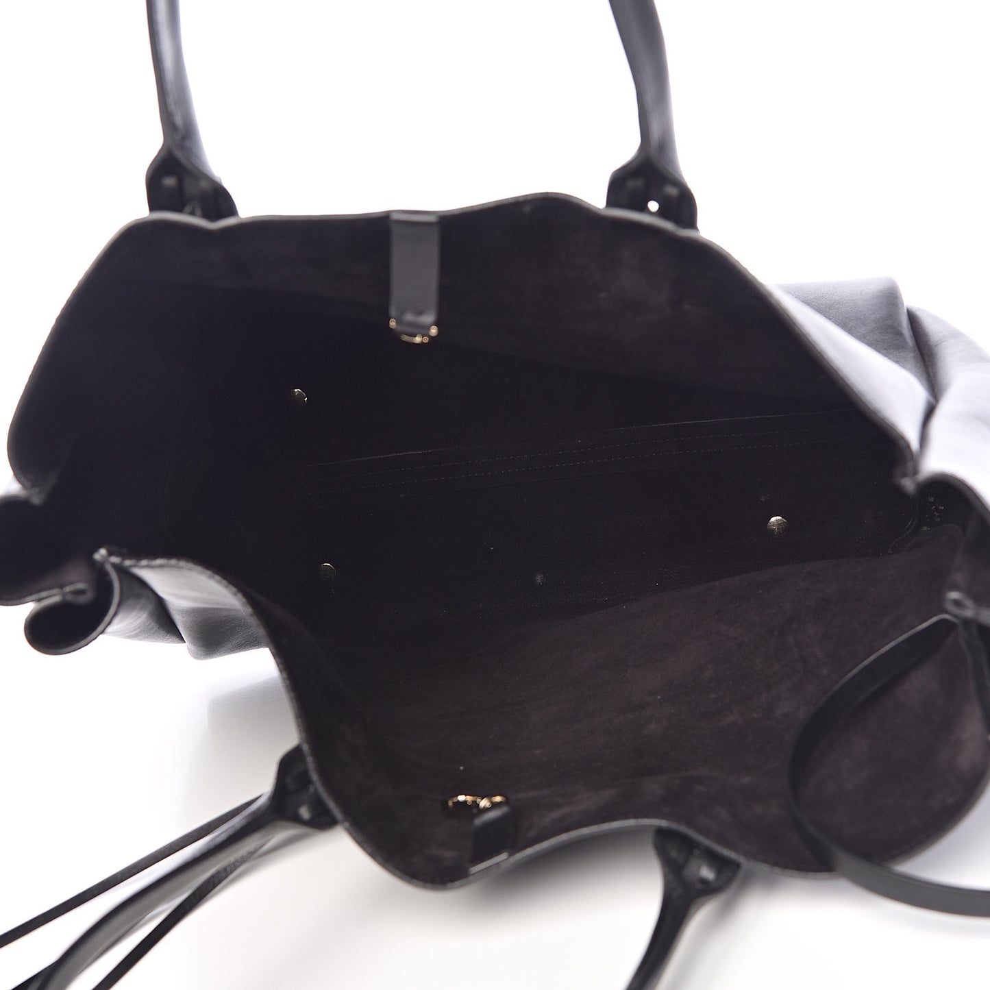 Smooth Calfskin Small Fringe Shopper Tote Black