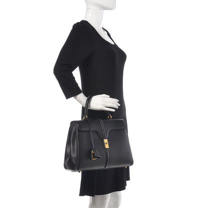 Celine Satinated Calfskin Medium 16 Top Handle Bag Black 3 of 14