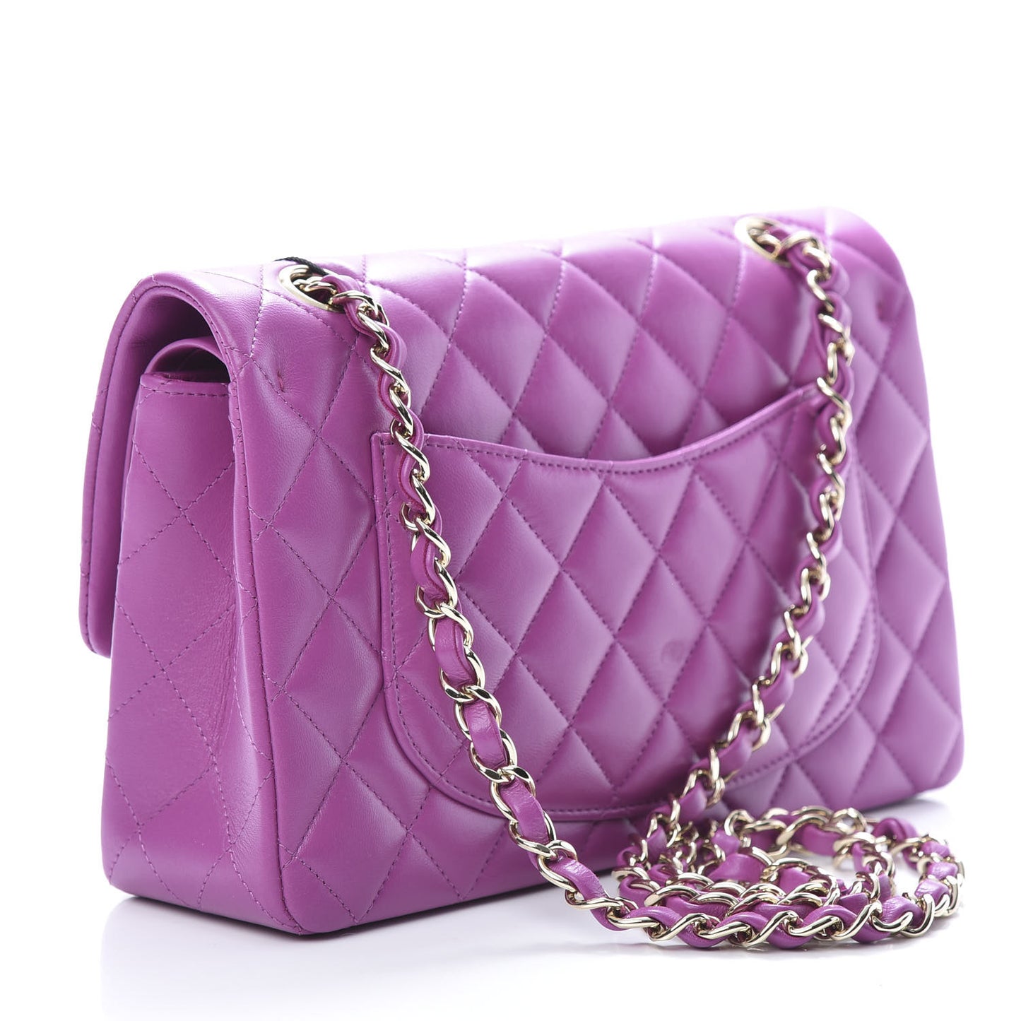 Lambskin Quilted Small Double Flap Purple