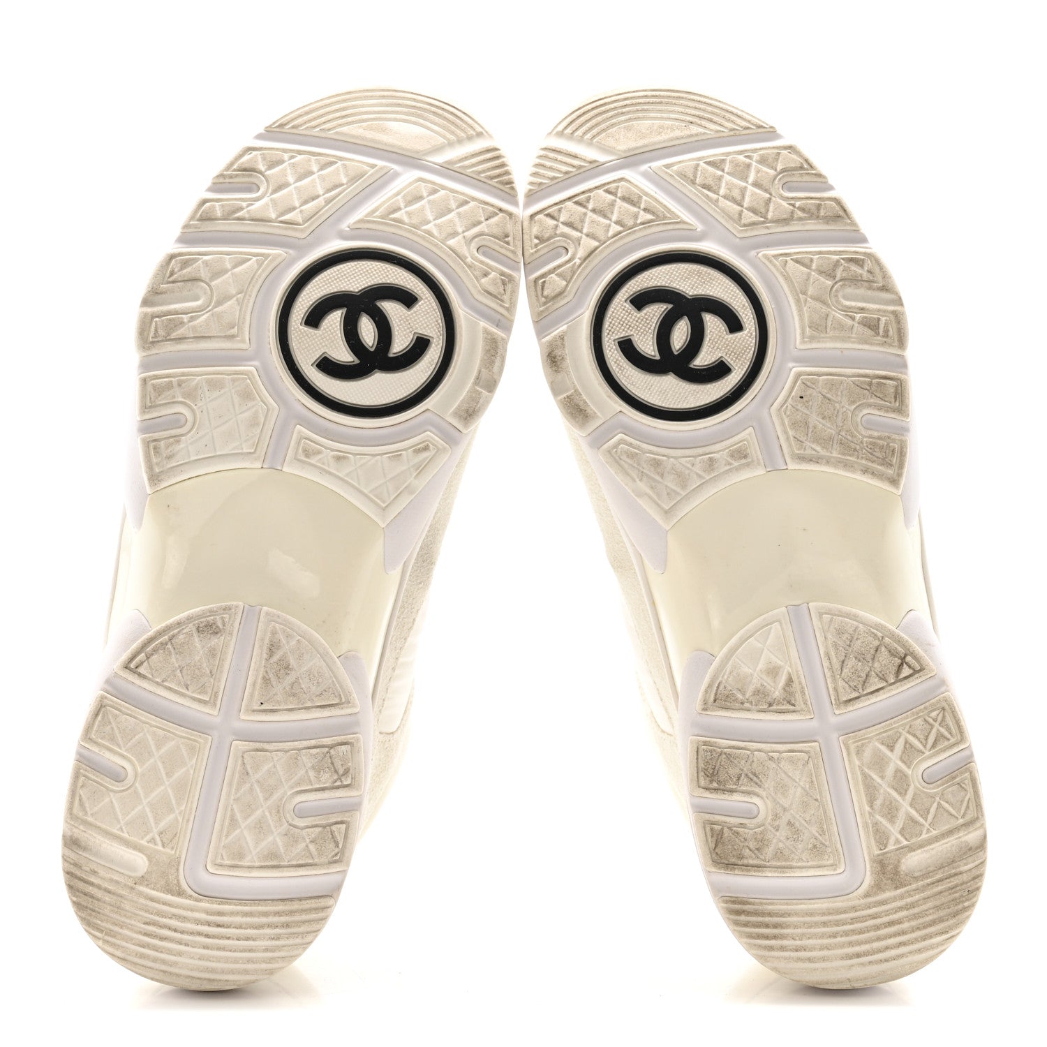 Chanel Suede Calfskin Fabric CC Sneakers 39.5 White 16 of 28