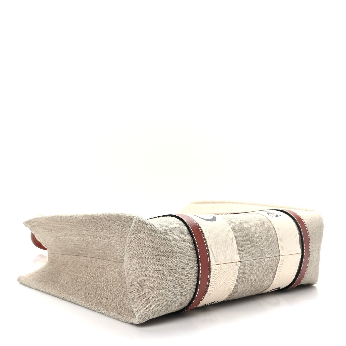 Cotton Calfskin Medium Woody Ribbon Tote White Brown