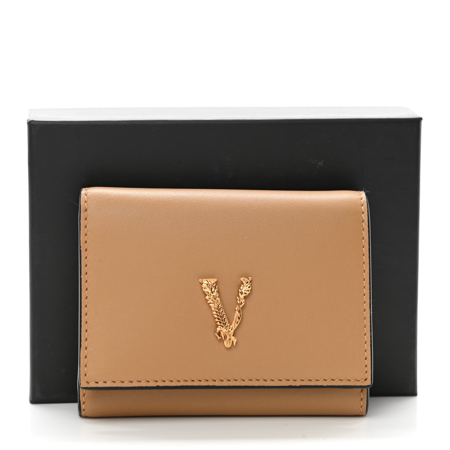 Versace Vitello Virtus Bi-Fold Wallet Caramel 9 of 9