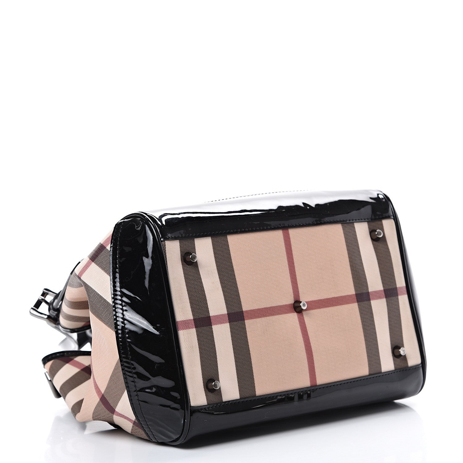 Burberry Patent Nova Check Small Tote Black 3 of 13
