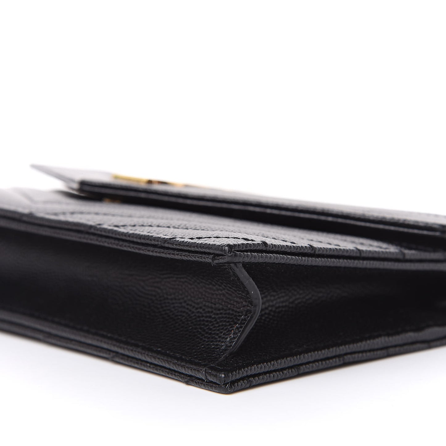 Grain De Poudre Matelasse Chevron Monogram Envelope Chain Wallet Black
