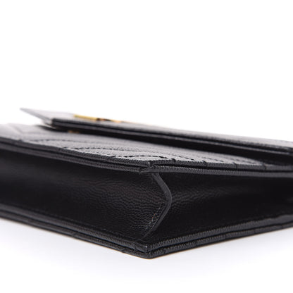 Saint Laurent Grain De Poudre Matelasse Chevron Monogram Envelope Chain Wallet Black 8 of 8