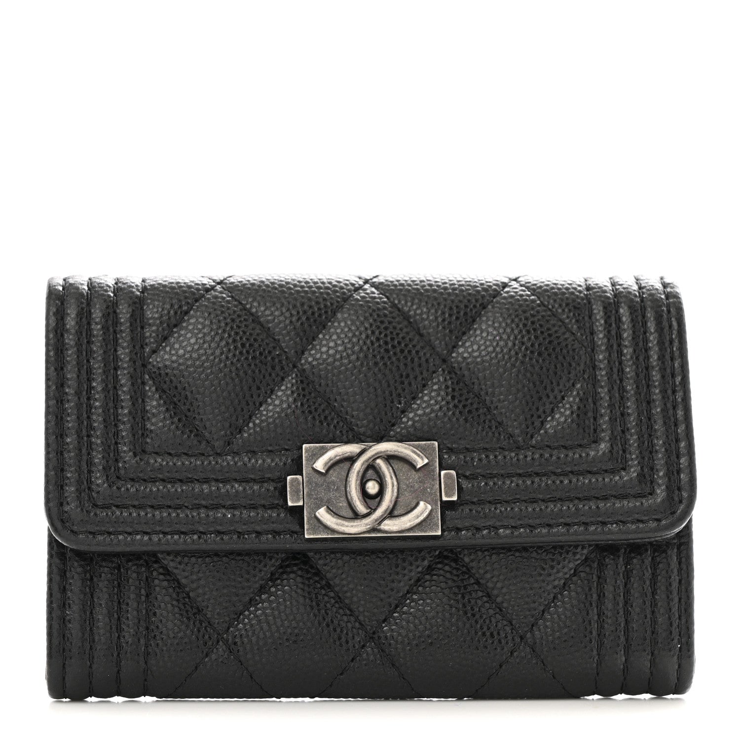 Chanel Caviar Quilted Boy Flap Card Holder Black 1 of 8