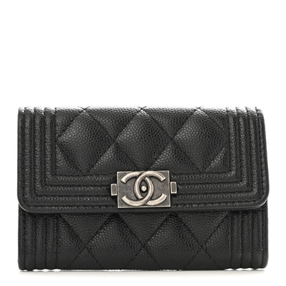 Chanel Caviar Quilted Boy Flap Card Holder Black 1 of 8