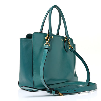 Prada Saffiano Soft Calfskin Small Zippered Tote Turchese 2 of 8