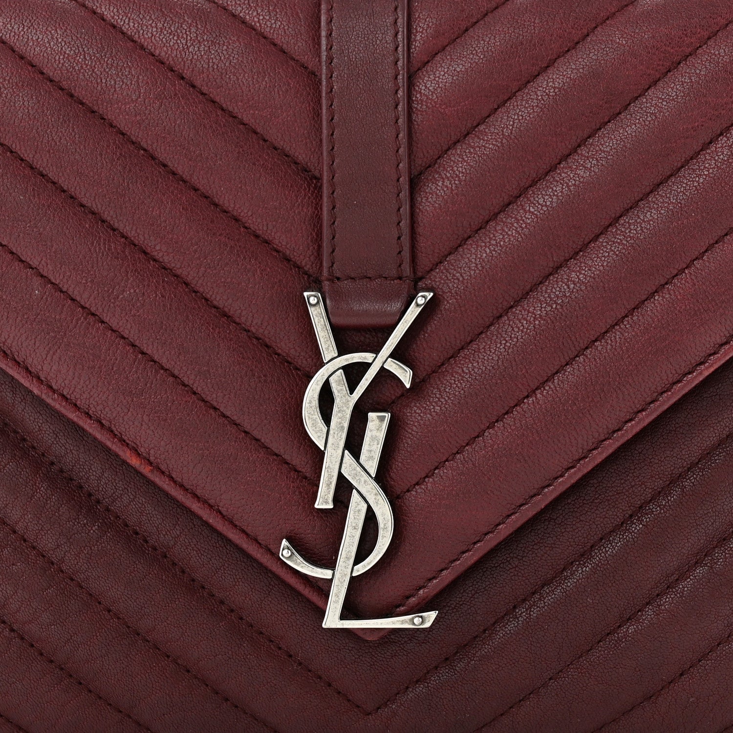 Saint Laurent Sheepskin Matelasse Chevron Medium College Bag Rouge Legion 8 of 10