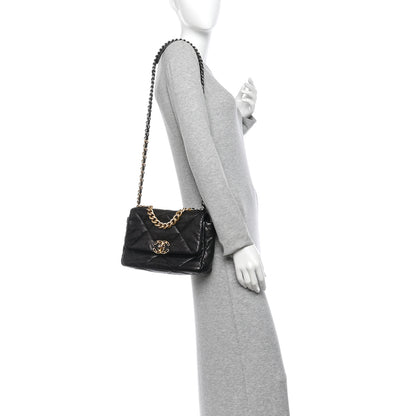Chanel Lambskin Quilted Medium Chanel 19 Flap Black 2 of 12