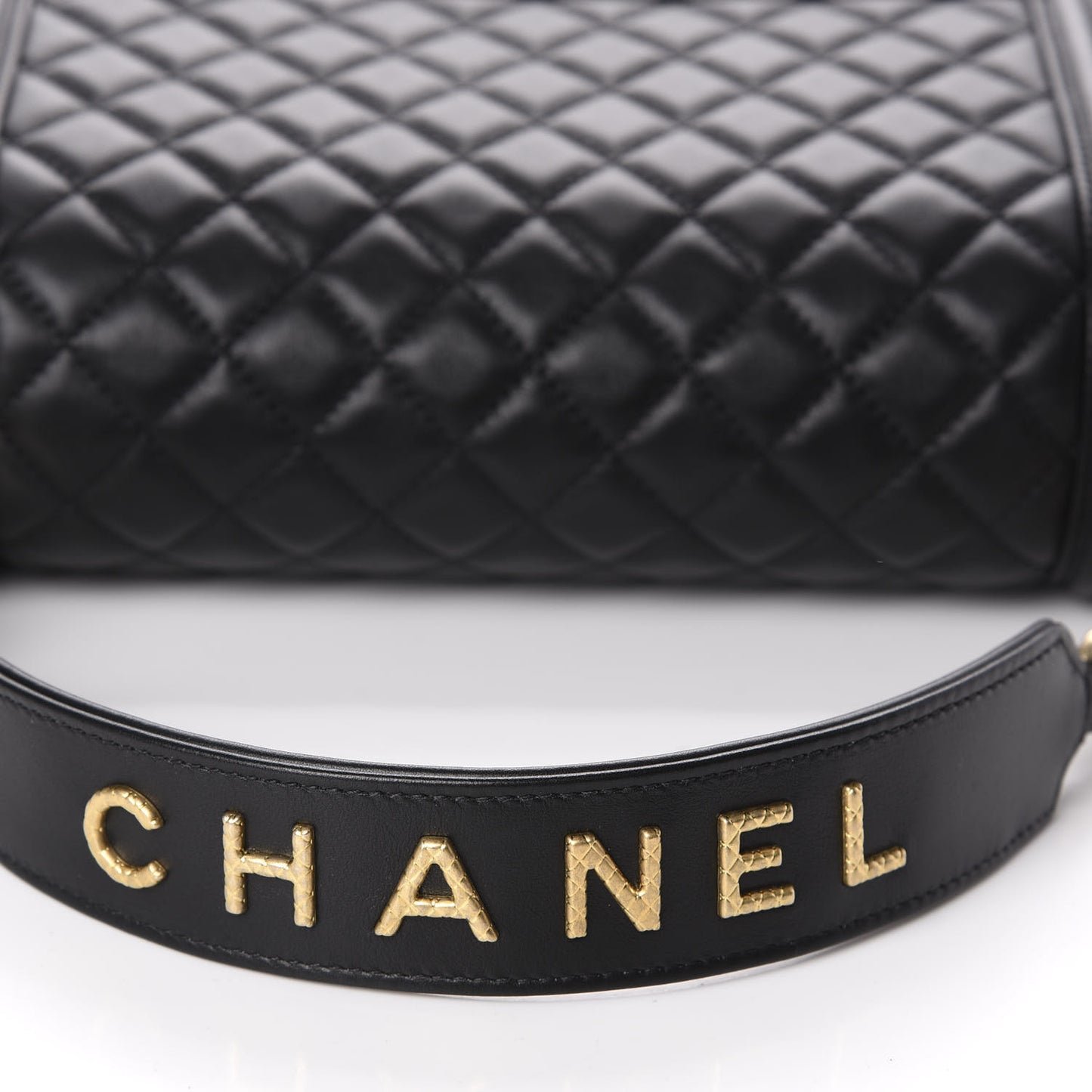 Lambskin Quilted Medium Boy Top Handle Flap Black