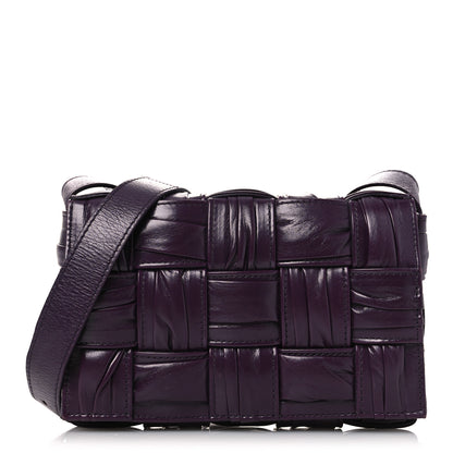 Bottega Veneta Calfskin Intreccio Plisse Cassette Crossbody Bag Dark Mystic 1 of 11