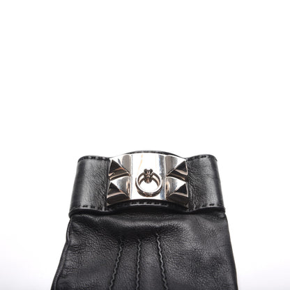 Hermes Lambskin Collier De Chien Gloves Black 8 4 of 6