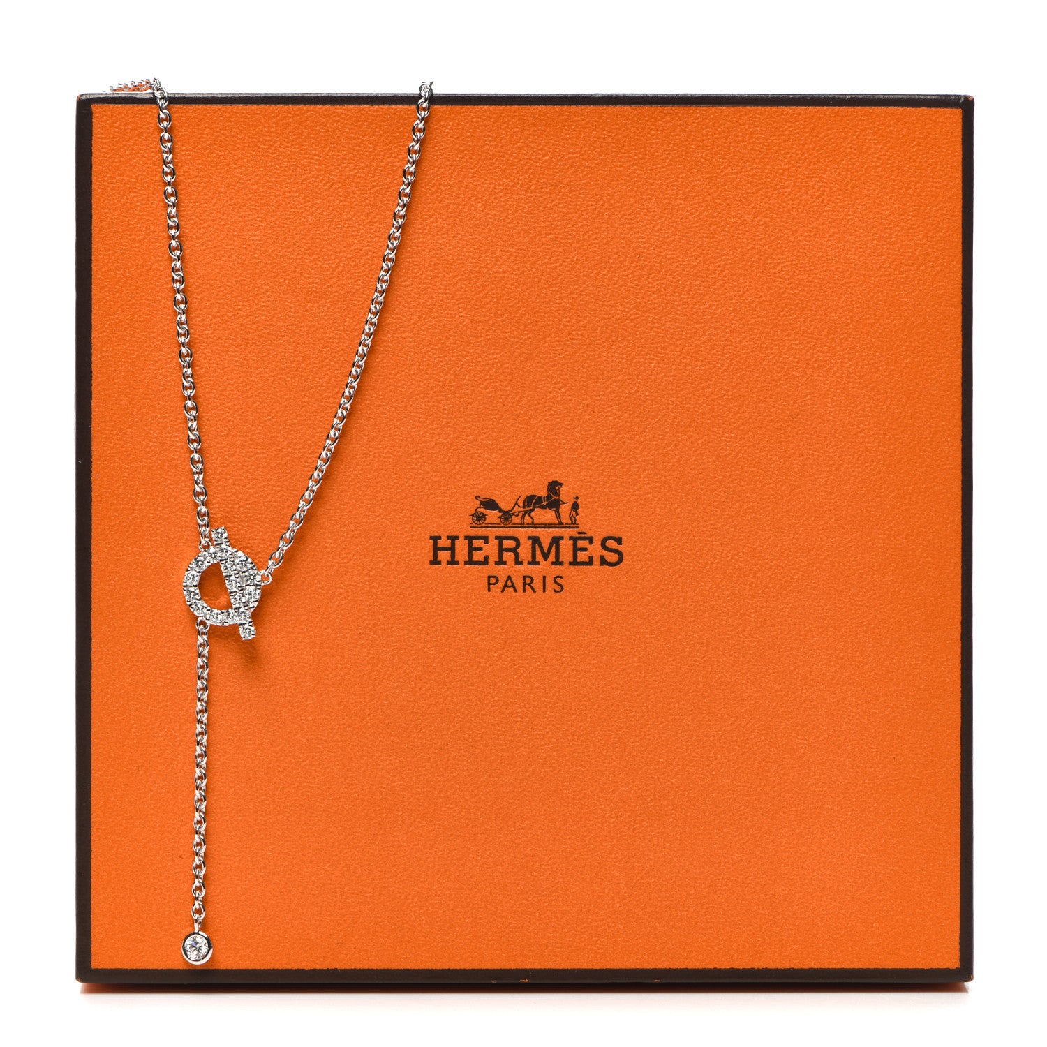 Hermes 18K White Gold Diamond Finesse Lariat Necklace 6 of 6