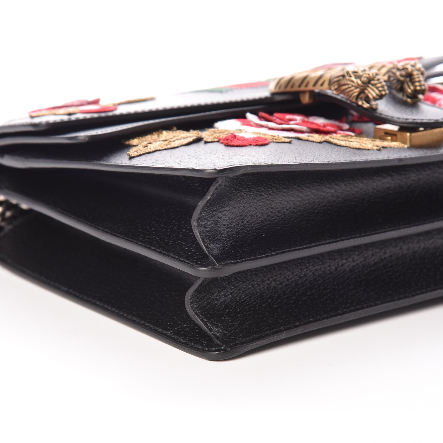 Gucci Calfskin Web Floral Embroidered Medium Dionysus Shoulder Bag Black 5 of 10