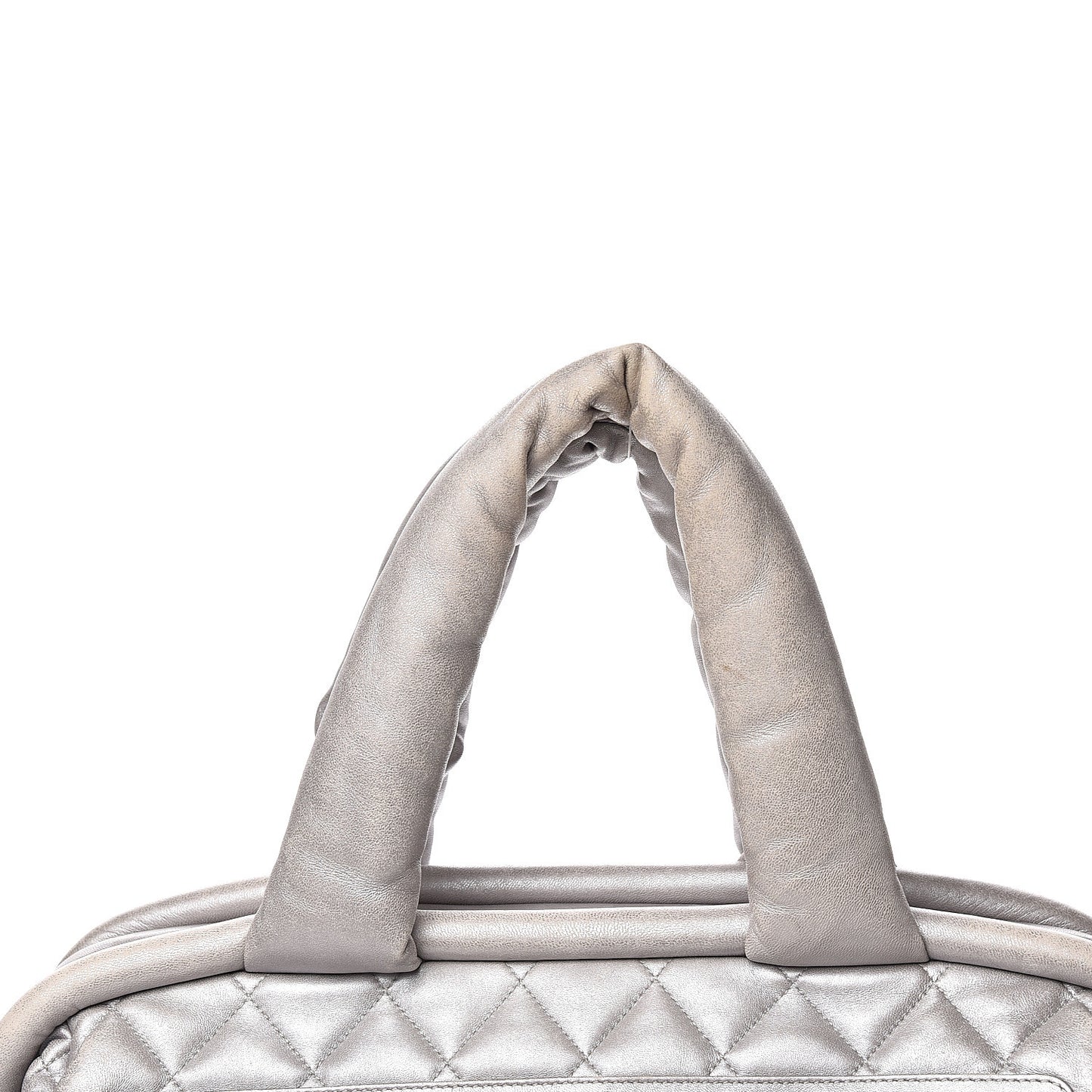 Metallic Lambskin Quilted Coco Cocoon Bowler Silver