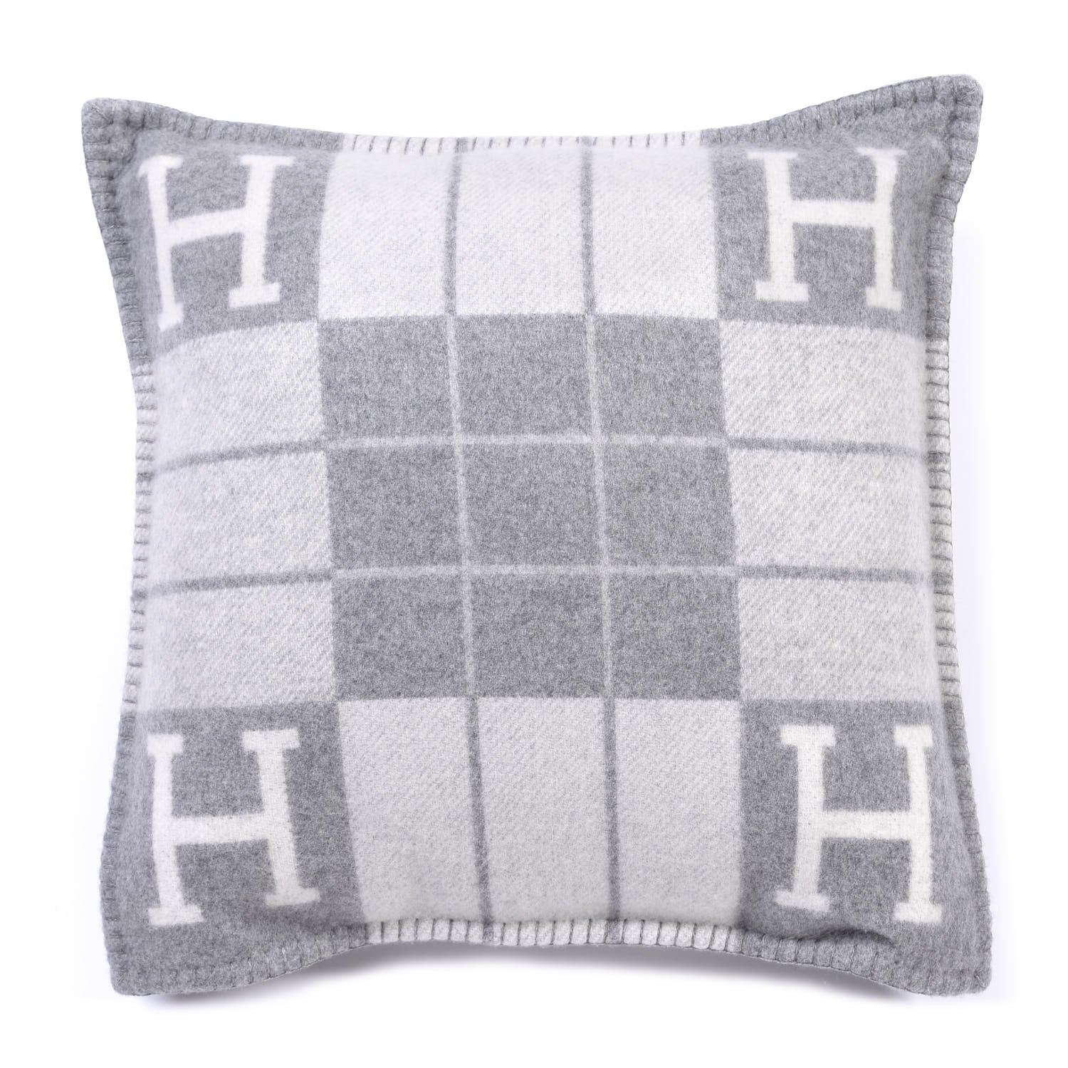 Hermes Wool Cashmere Avalon III Pillow PM Ecru Gris Clair 1 of 3