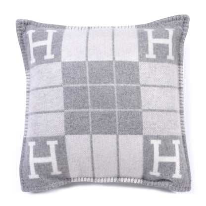 Hermes Wool Cashmere Avalon III Pillow PM Ecru Gris Clair 1 of 3